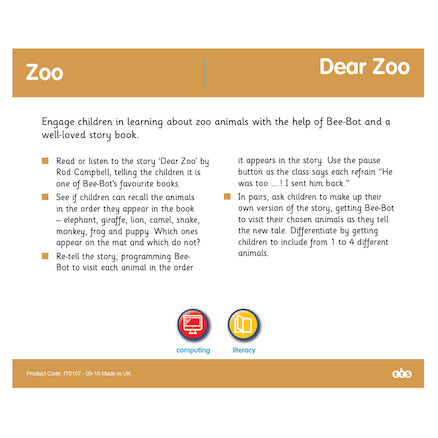 bee-bot/blue-bot zoo activity tin