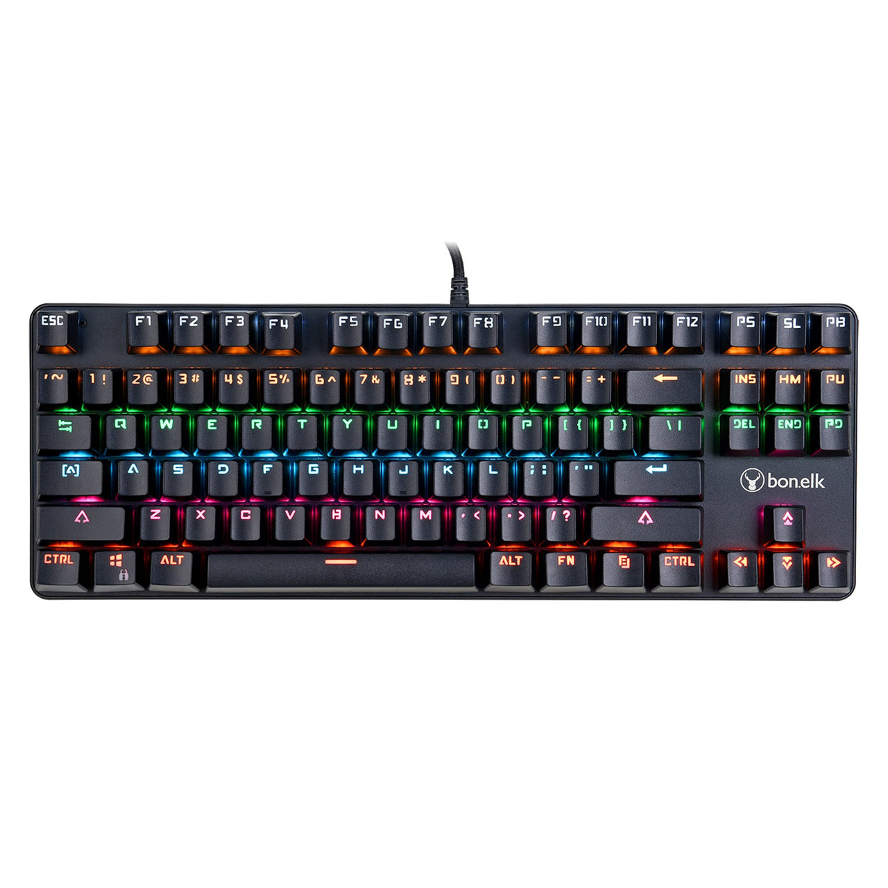 bonelk gaming mechanical compact wired rgb led keyboard (black)