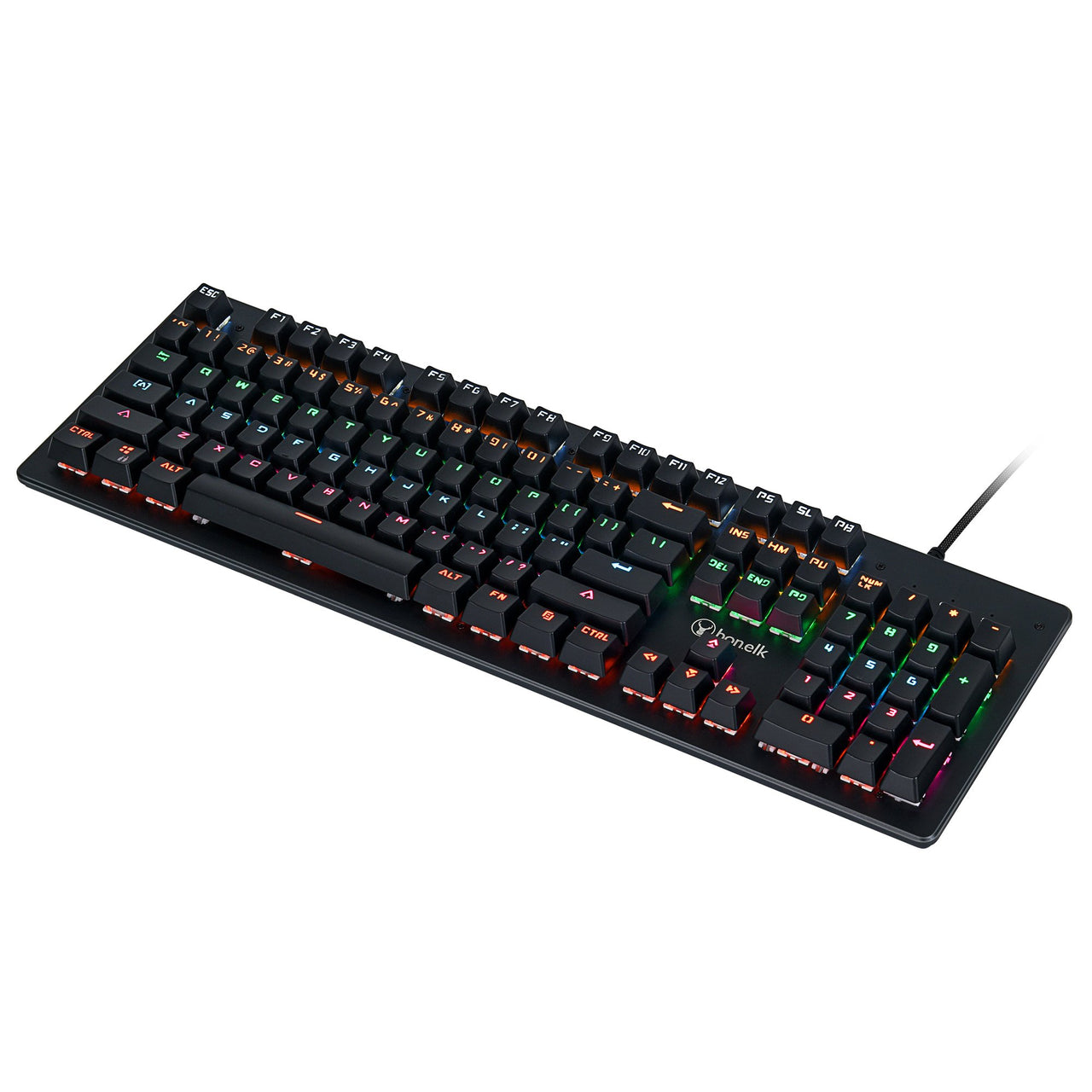 bonelk k-544 gaming mechanical full size wired rgb led keyboard (black)
