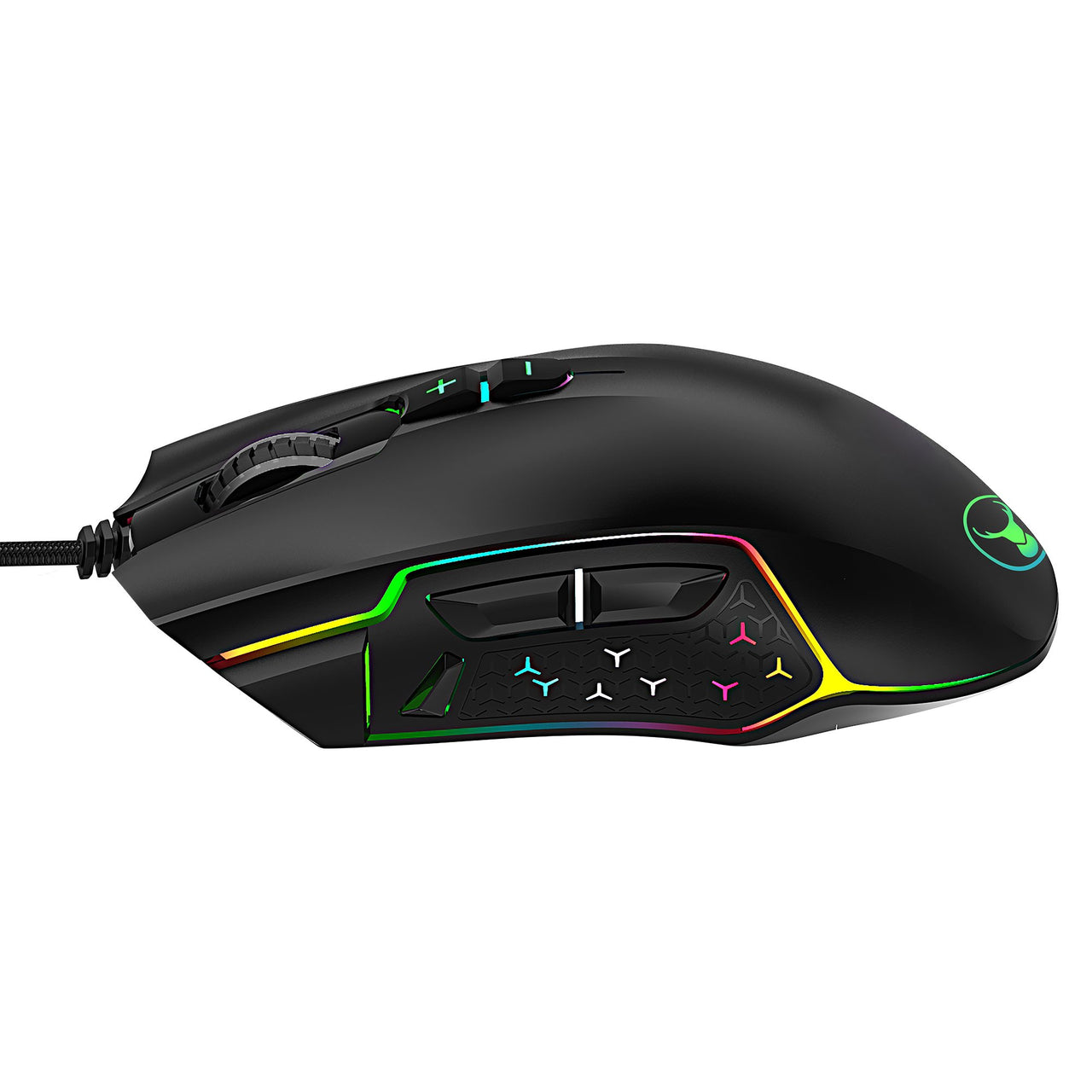 bonelk x-814 gaming wired rgb led 8d mouse, 1000 to 5000cpi (black)