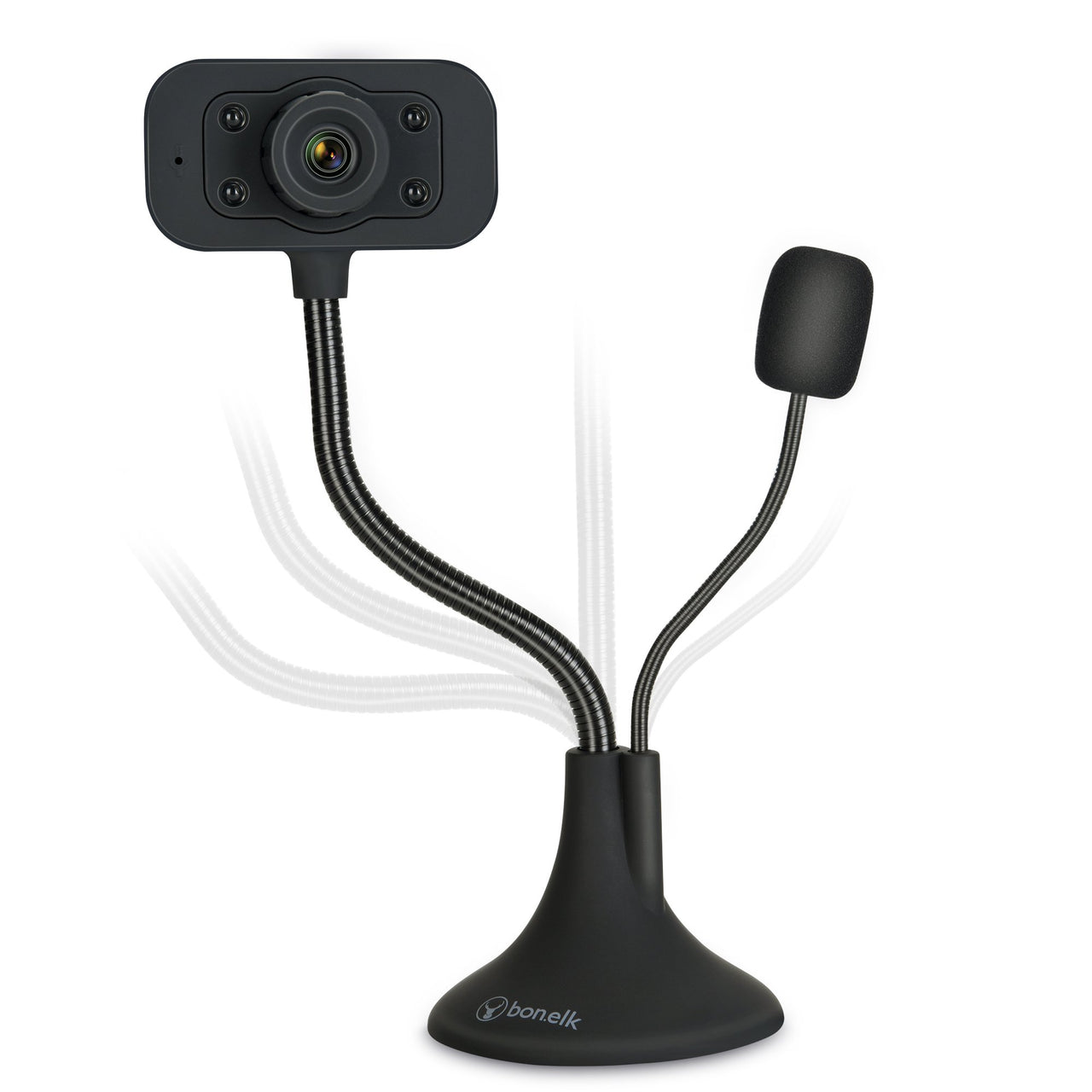 bonelk usb desktop webcam, flexible neck, 1080p (black)