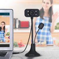 Thumbnail for bonelk usb desktop webcam, flexible neck, 1080p (black)