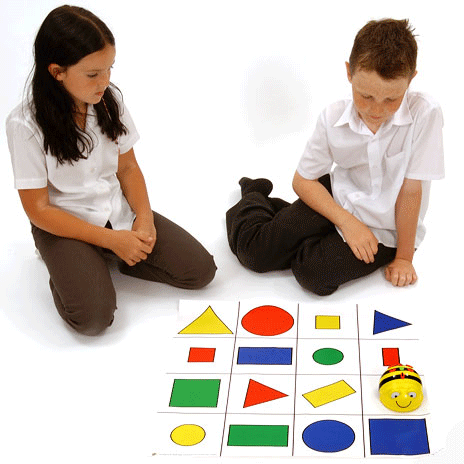 bee-bot/blue-bot shapes, colour and size mat