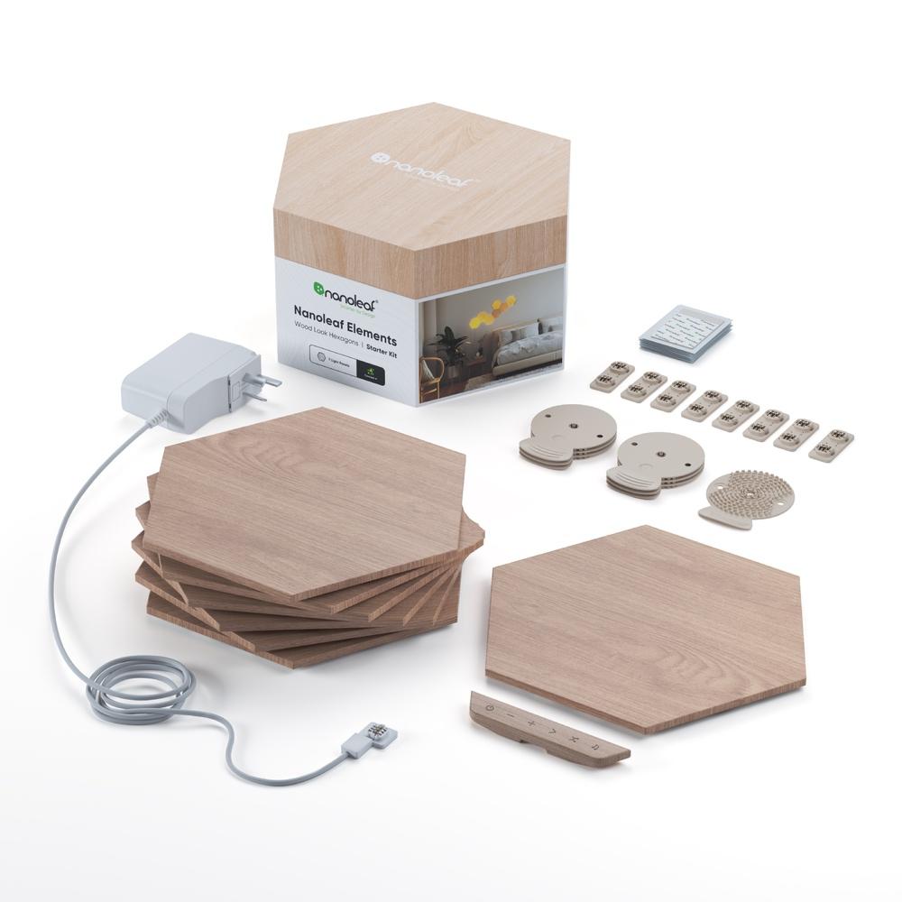nanoleaf elements wood look starter kit (7 pack)