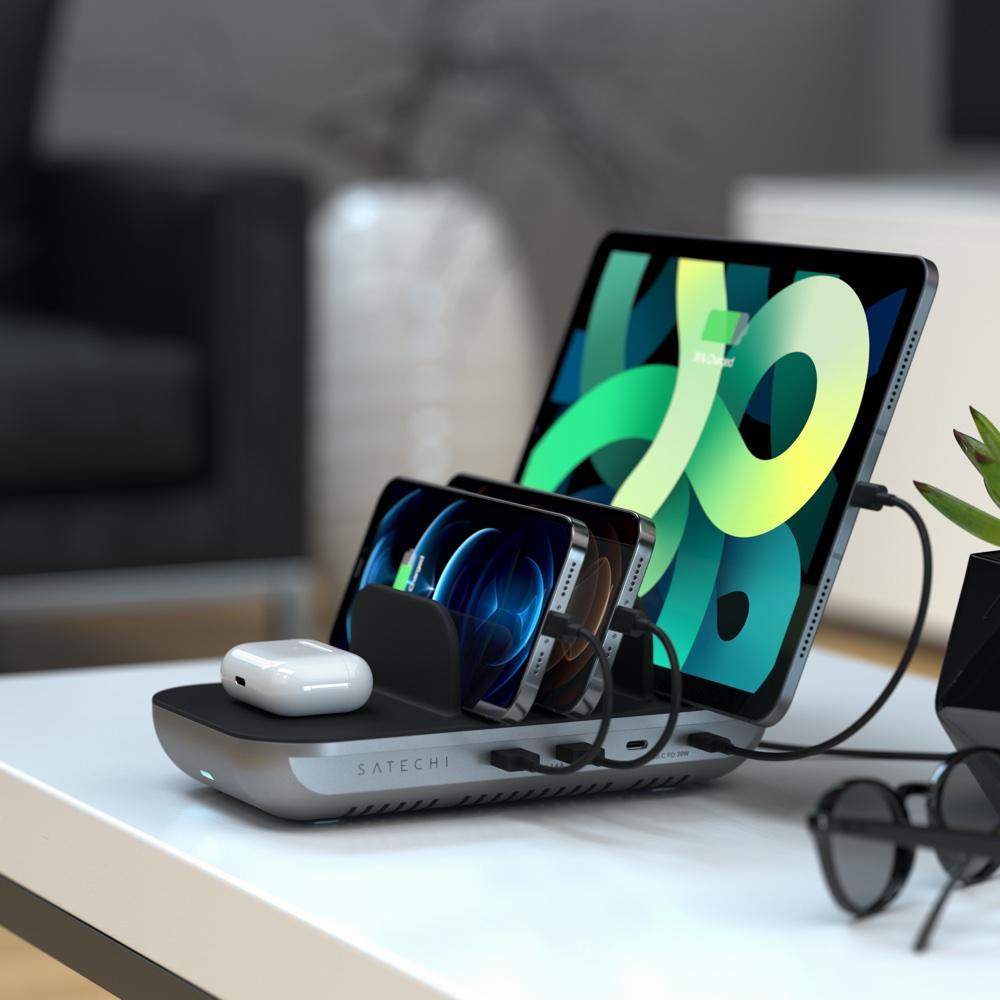 satechi dock5 multi-device charging station with wireless charging