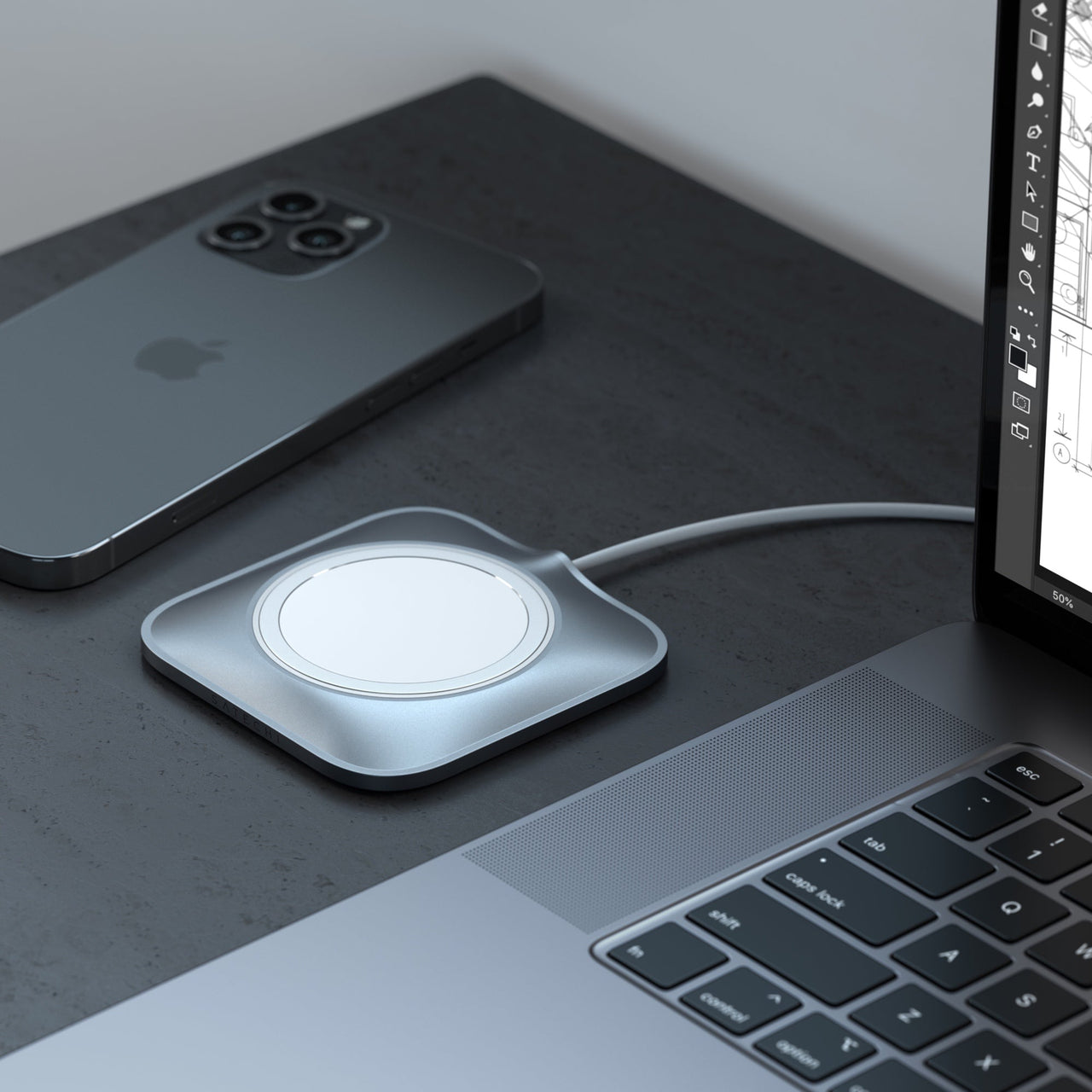 satechi aluminium dock enclosure for magsafe charger (space grey)