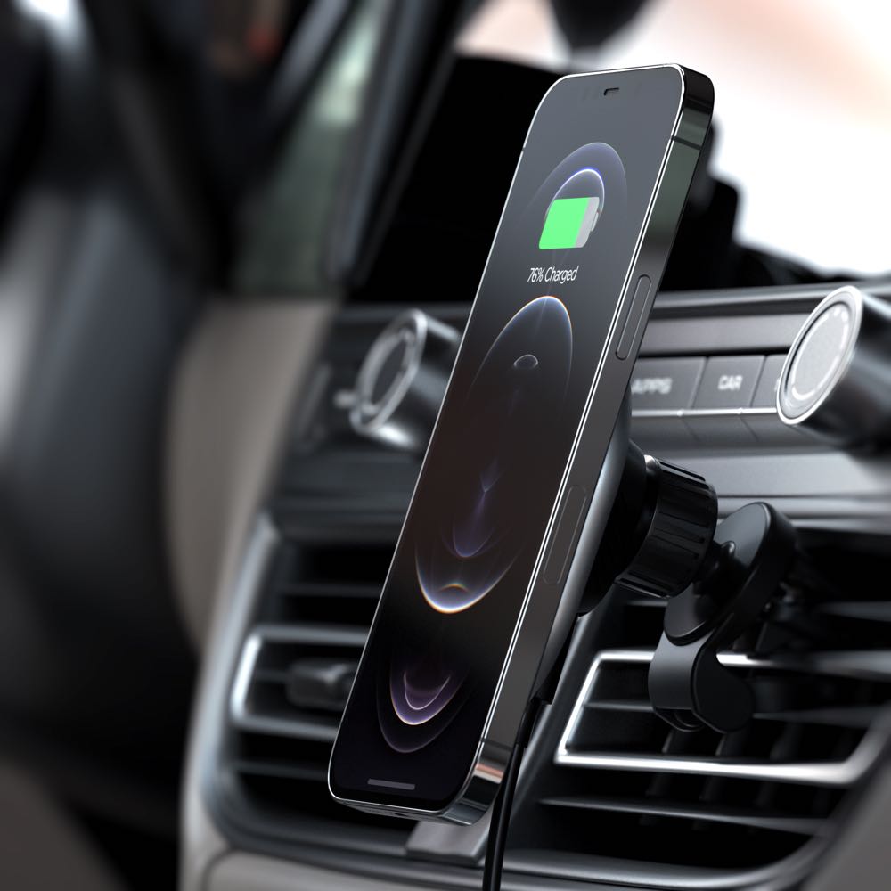 satechi magnetic wireless car charger (space grey)