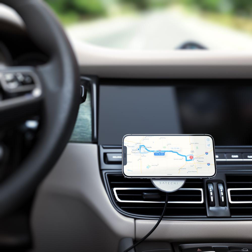satechi magnetic wireless car charger (space grey)
