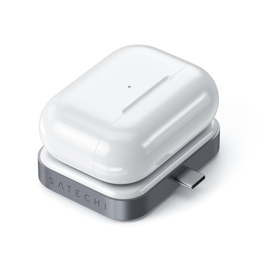 satechi usb-c wireless charging dock for airpods (space grey)