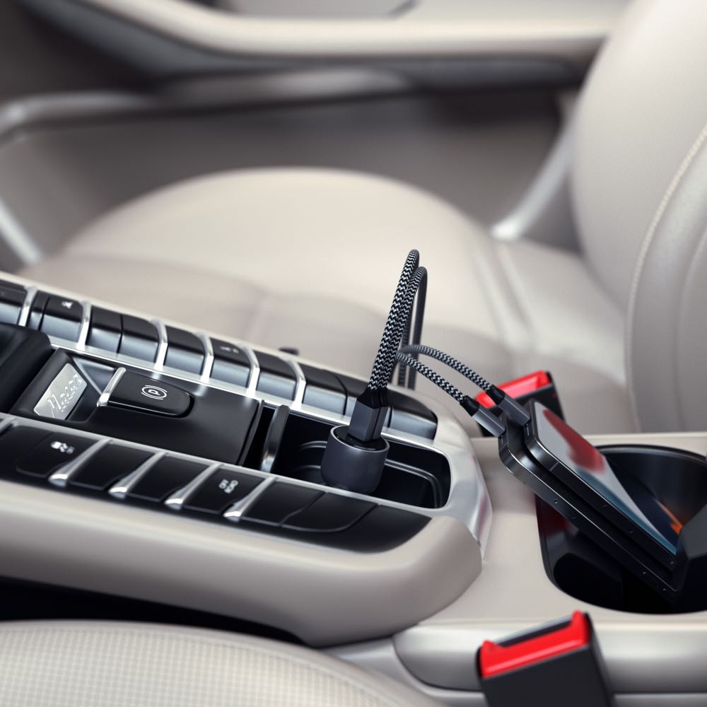 satechi 40w dual usb-c pd car charger (space grey)