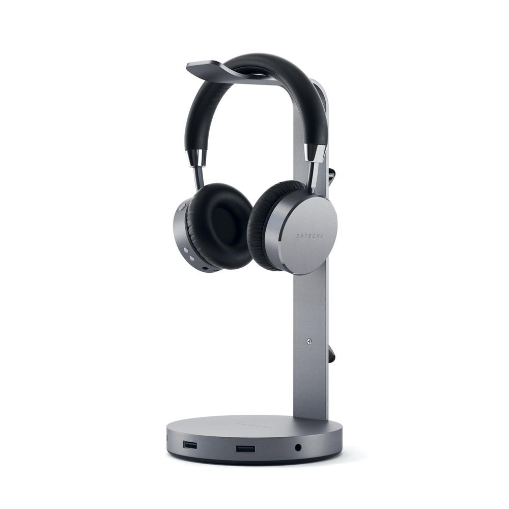 satechi aluminium headphone stand hub space grey