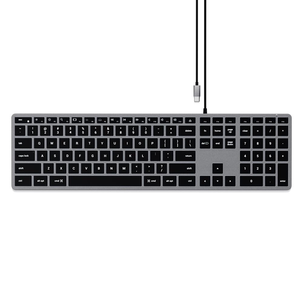 satechi slim w3 wired backlit keyboard (space grey)