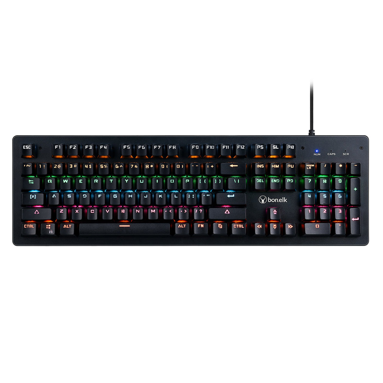 bonelk k-544 gaming mechanical full size wired rgb led keyboard (black)