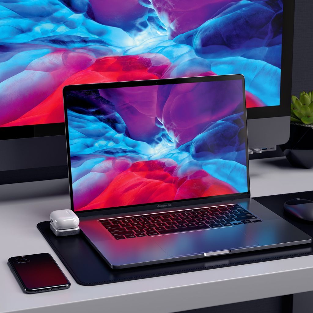 satechi usb-c wireless charging dock for airpods (space grey)