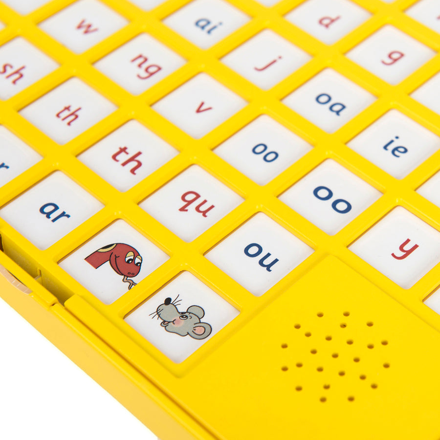 Close-up of the Jolly Phonics Chatter Board showing individual pre-recorded tiles.