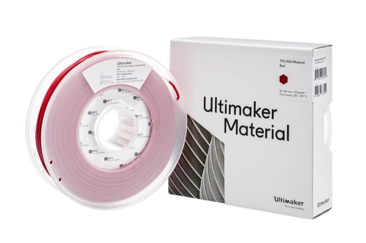UltiMaker TPU 95A flexible filament 750g spool in red