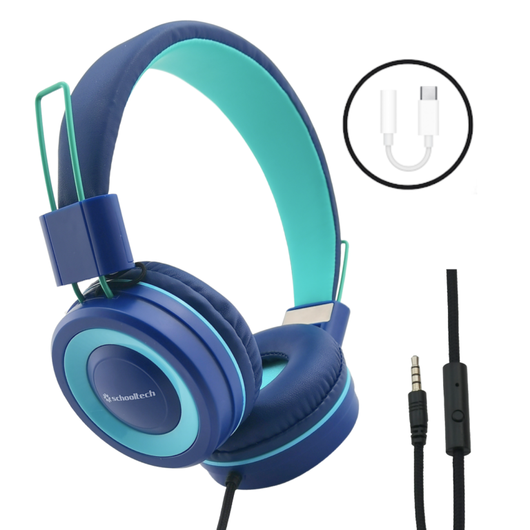 SchoolTech Extra Sturdy Headphones & USB-C Adaptor — Class Set