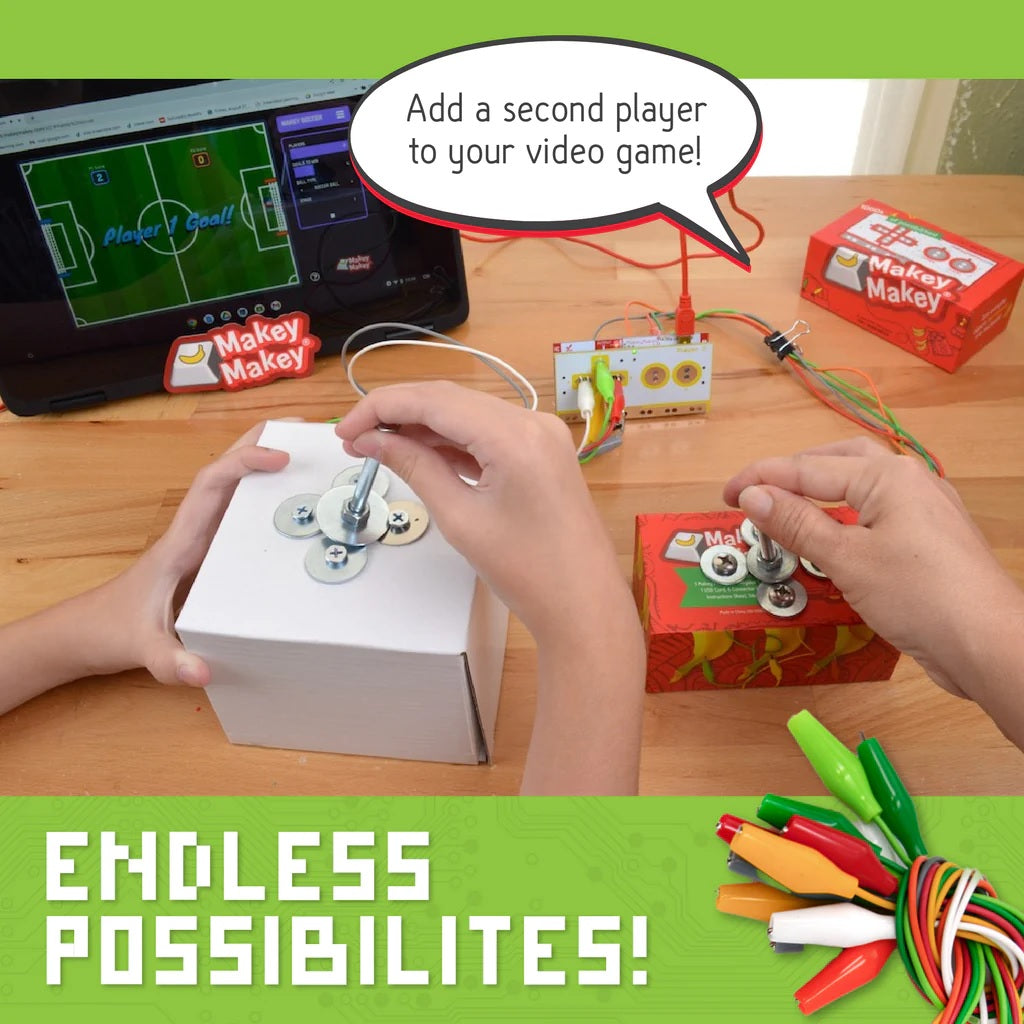 "Creative Inventions with Makey Makey" - Display of various inventive projects that can be created with the Makey Makey Backpack Bundle.