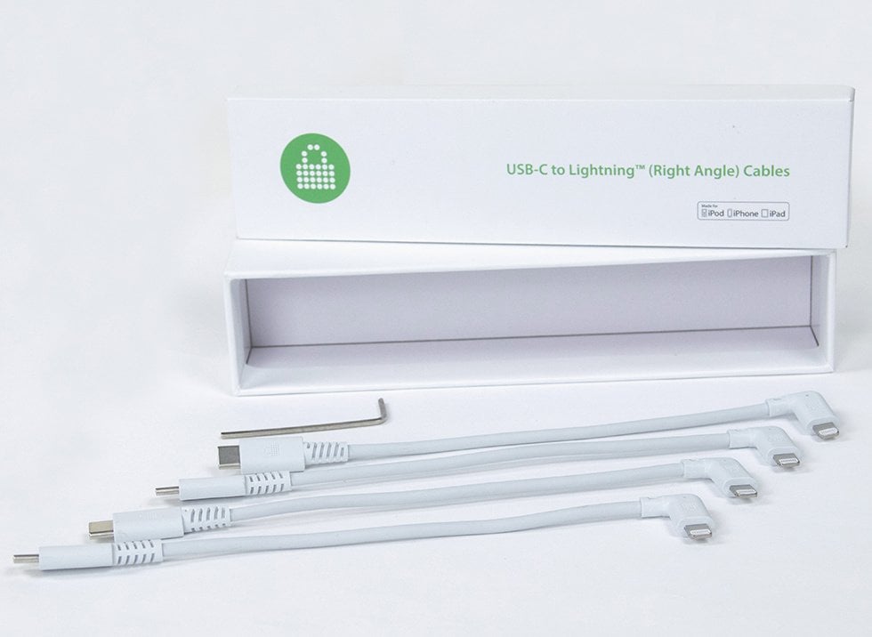 PC Locs USB-C to Lightning right-angle cables, set of four, MFi approved