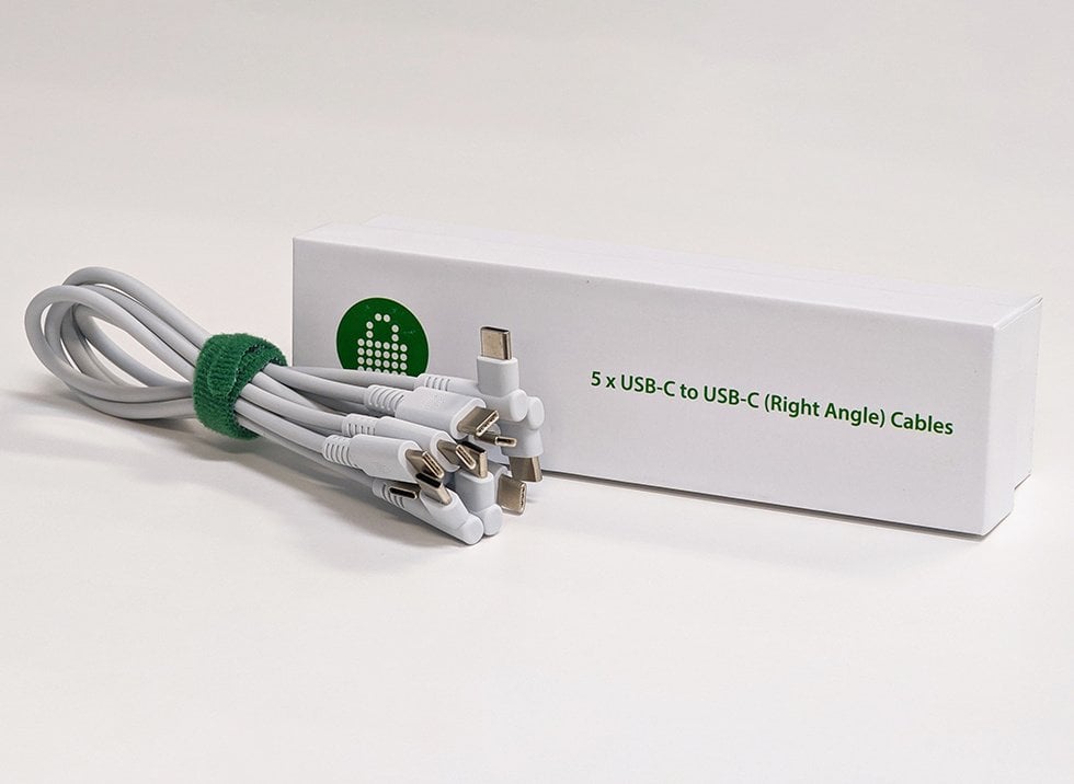 PC Locs USB-C to USB-C 300mm right-angle cables, set of five
