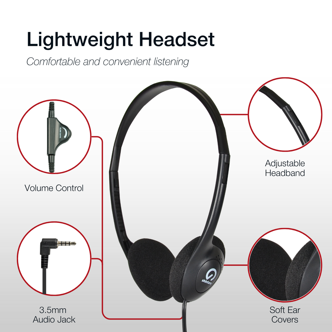 Shintaro Lightweight Headphone in-line volume control detail