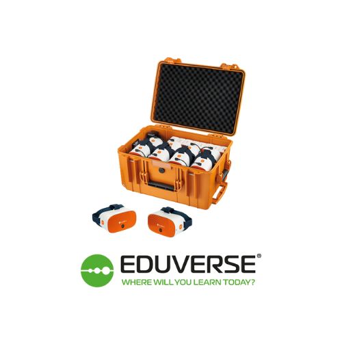 "ClassVR Xplorer 4K Headsets in Charging Case" - Capture the compact and secure storage solution for the ClassVR headsets.