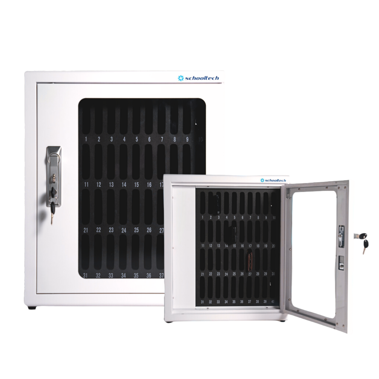 SchoolTech Phone Locker 40 — Numbered Slots, Key Lock, Wall Mount