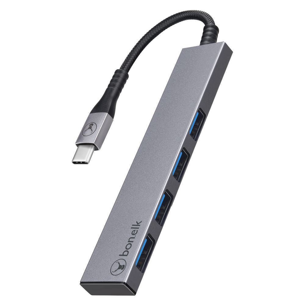 Bonelk USB-C 4-port USB 3.0 slim hub in space grey