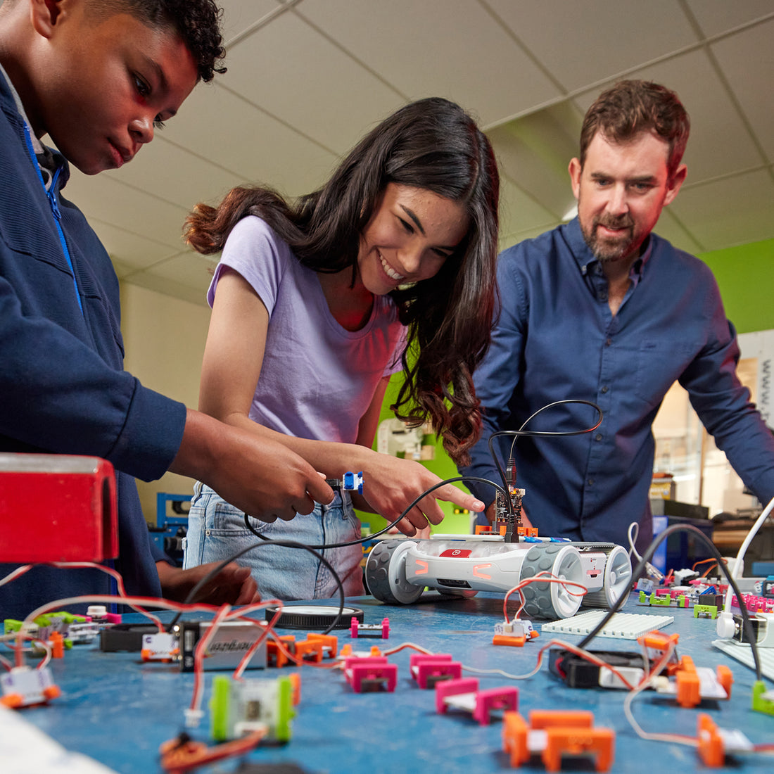 Advanced robotics project using RVR+ with littlebits integration, highlighting STEM education