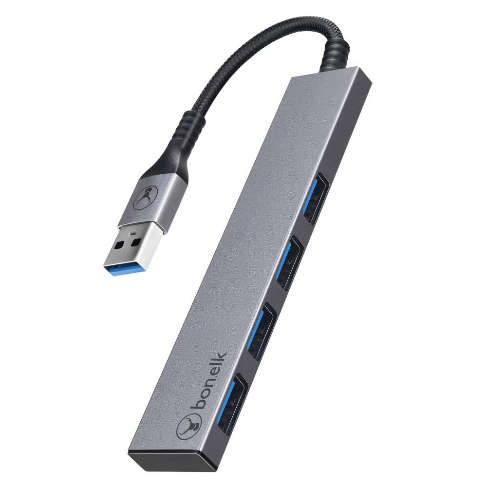 Bonelk USB-A 4-port USB 3.0 slim hub in space grey