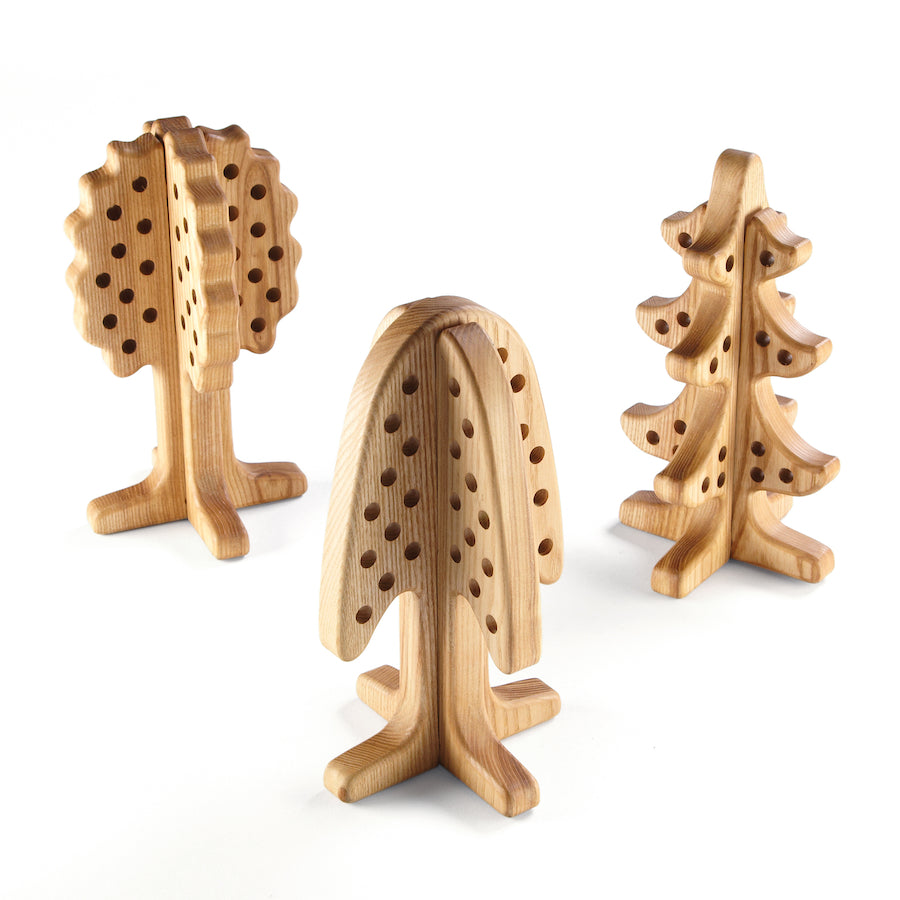 wooden 3d threading and lacing trees 3pk