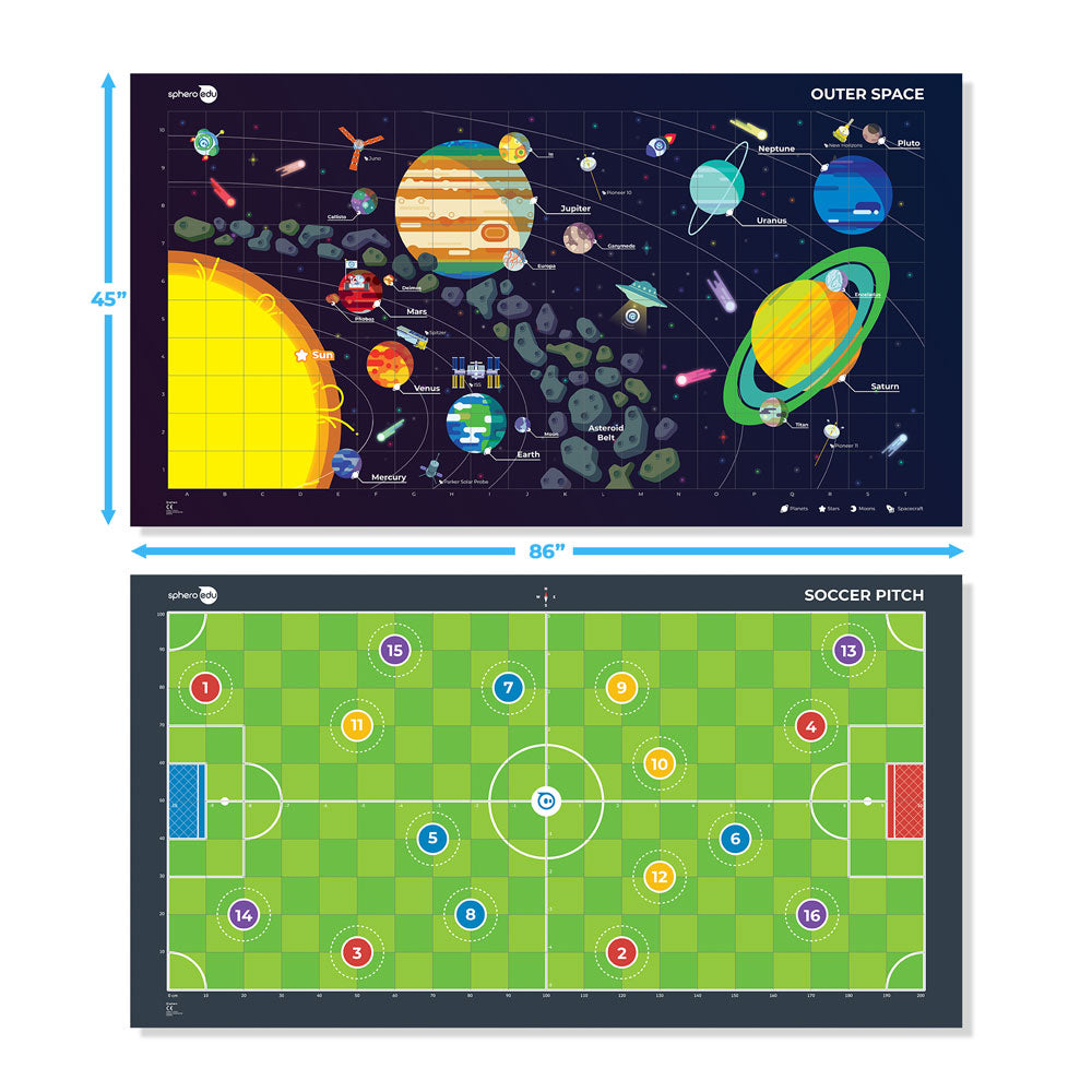 sphero space & soccer code mat + activity card set