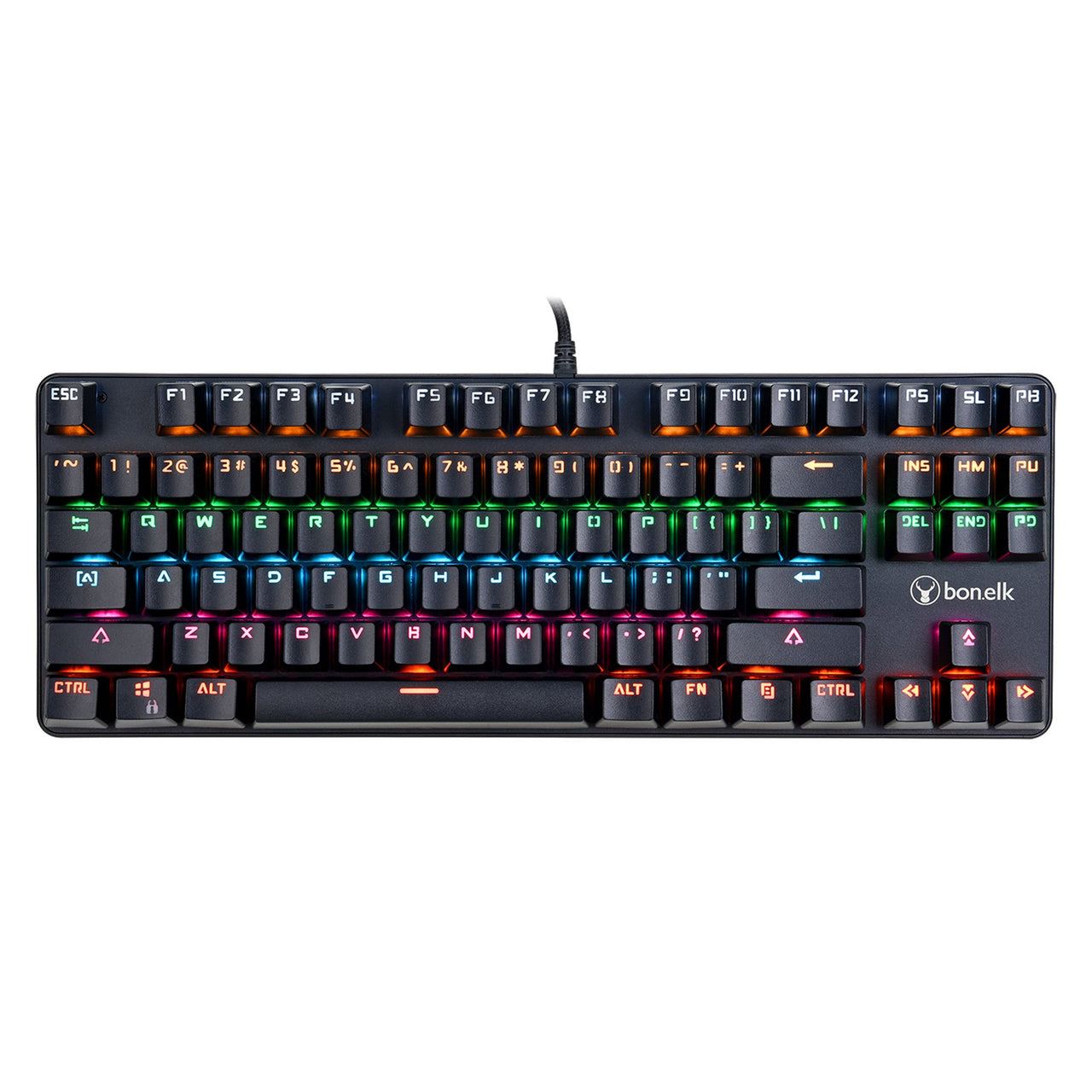 bonelk gaming mechanical compact wired rgb led keyboard (black)