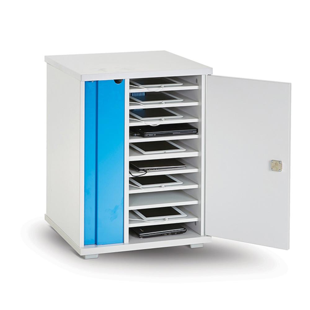lapcabby lyte 10 single door | 10-device static ac charging cabinet for laptops, tablets & chromebooks up to 15" - horizontal