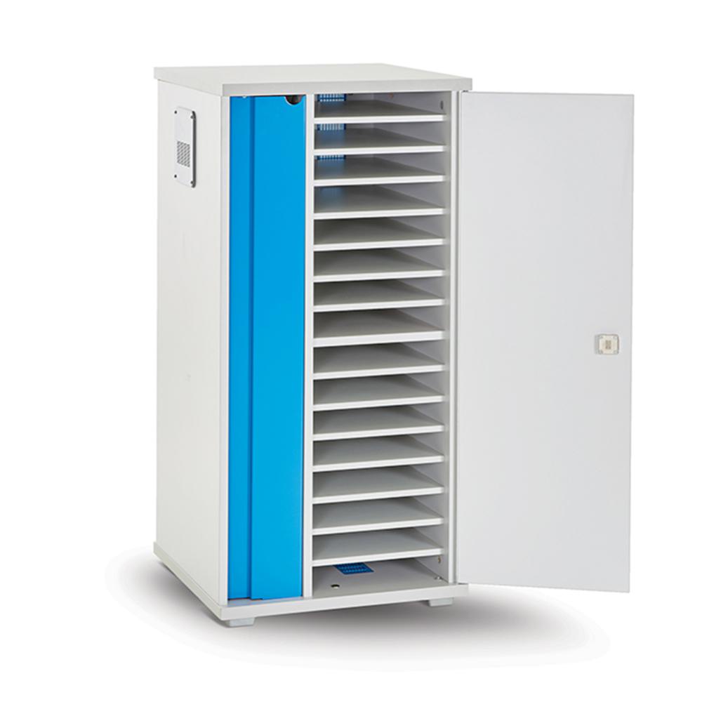 lapcabby lyte 16 single door | 16-device static ac charging cabinet for laptops, tablets & chromebooks up to 15" - horizontal