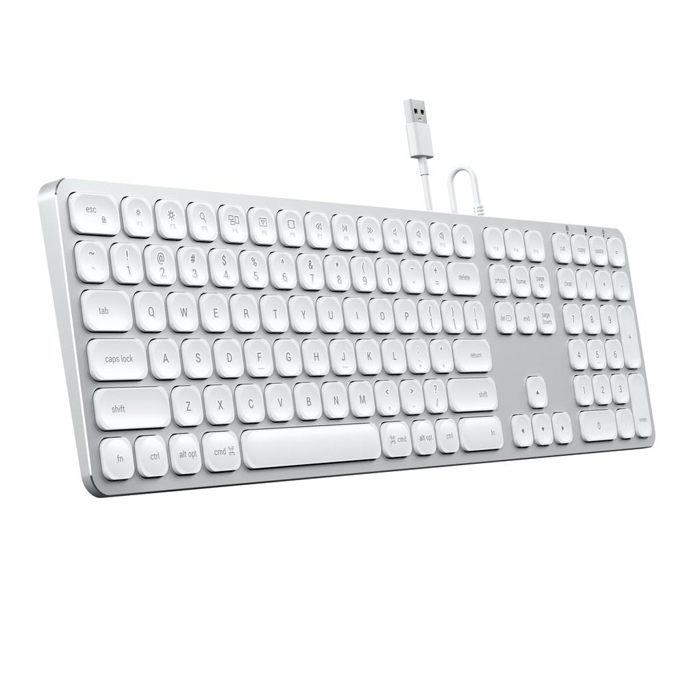 satechi aluminium wired usb keyboard silver/white