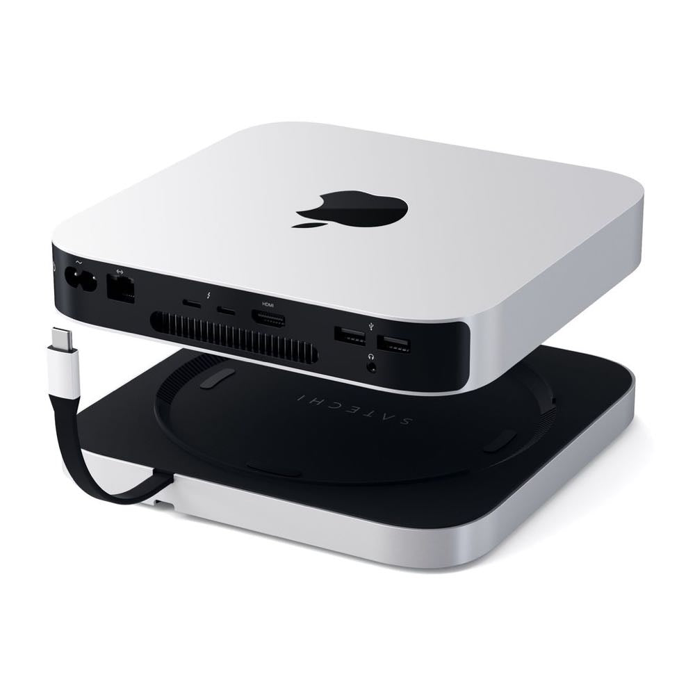 satechi aluminium stand and hub for mac mini with ssd enclosure (silver)