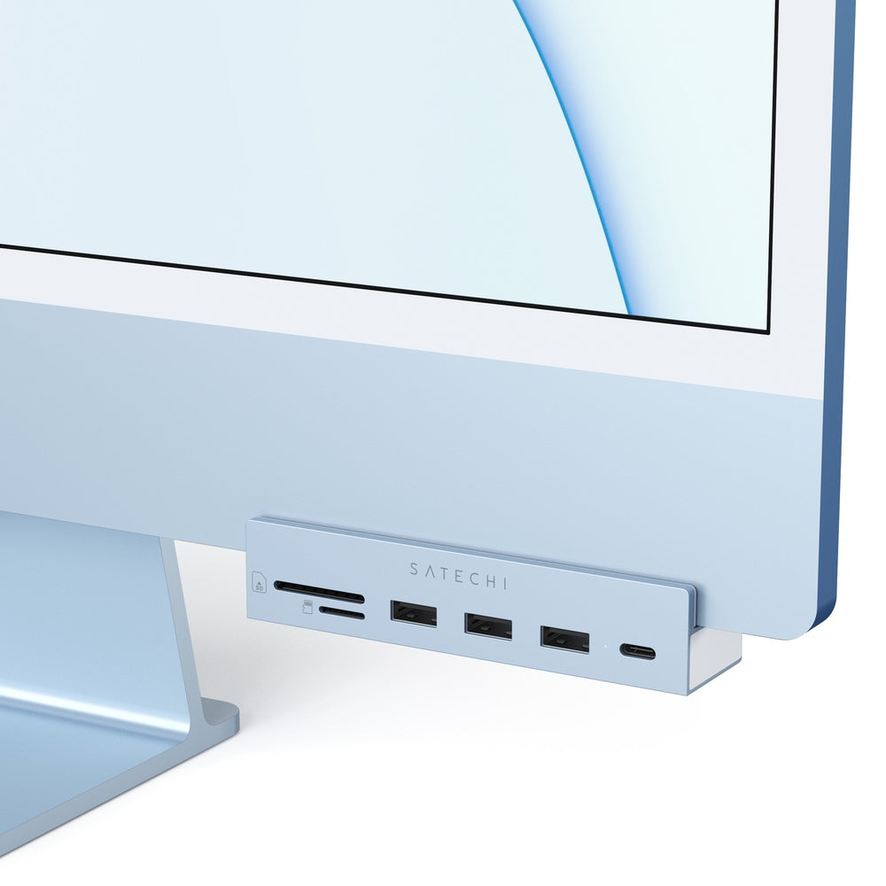 satechi usb-c clamp hub for 24" imac blue