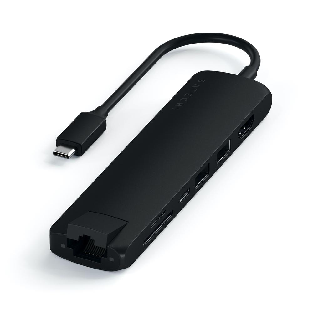 satechi usb-c slim multiport with ethernet adapter black