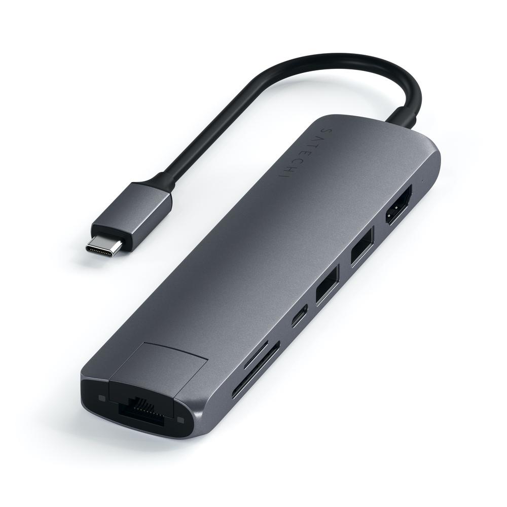 satechi usb-c slim multiport with ethernet adapter space grey
