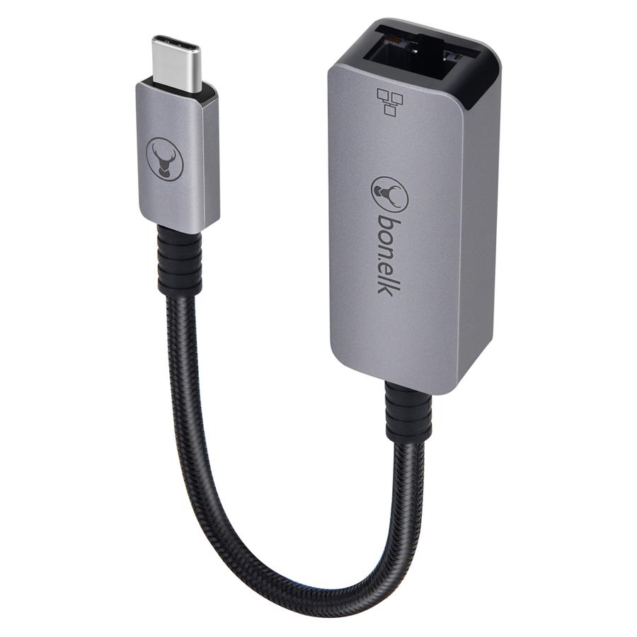 bonelk long-life usb-c to gigabit ethernet adapter - 15cm (space grey)