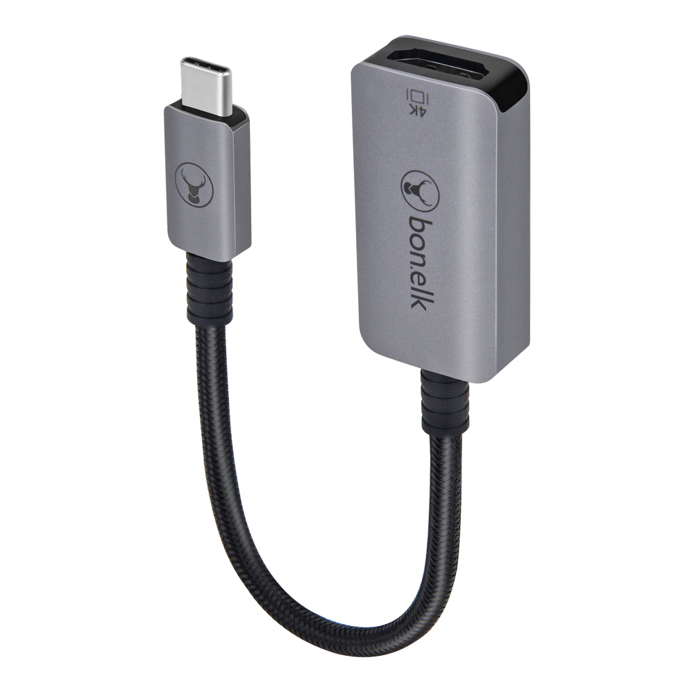 bonelk long-life usb-c to 4k hdmi adapter - 15cm (space grey)