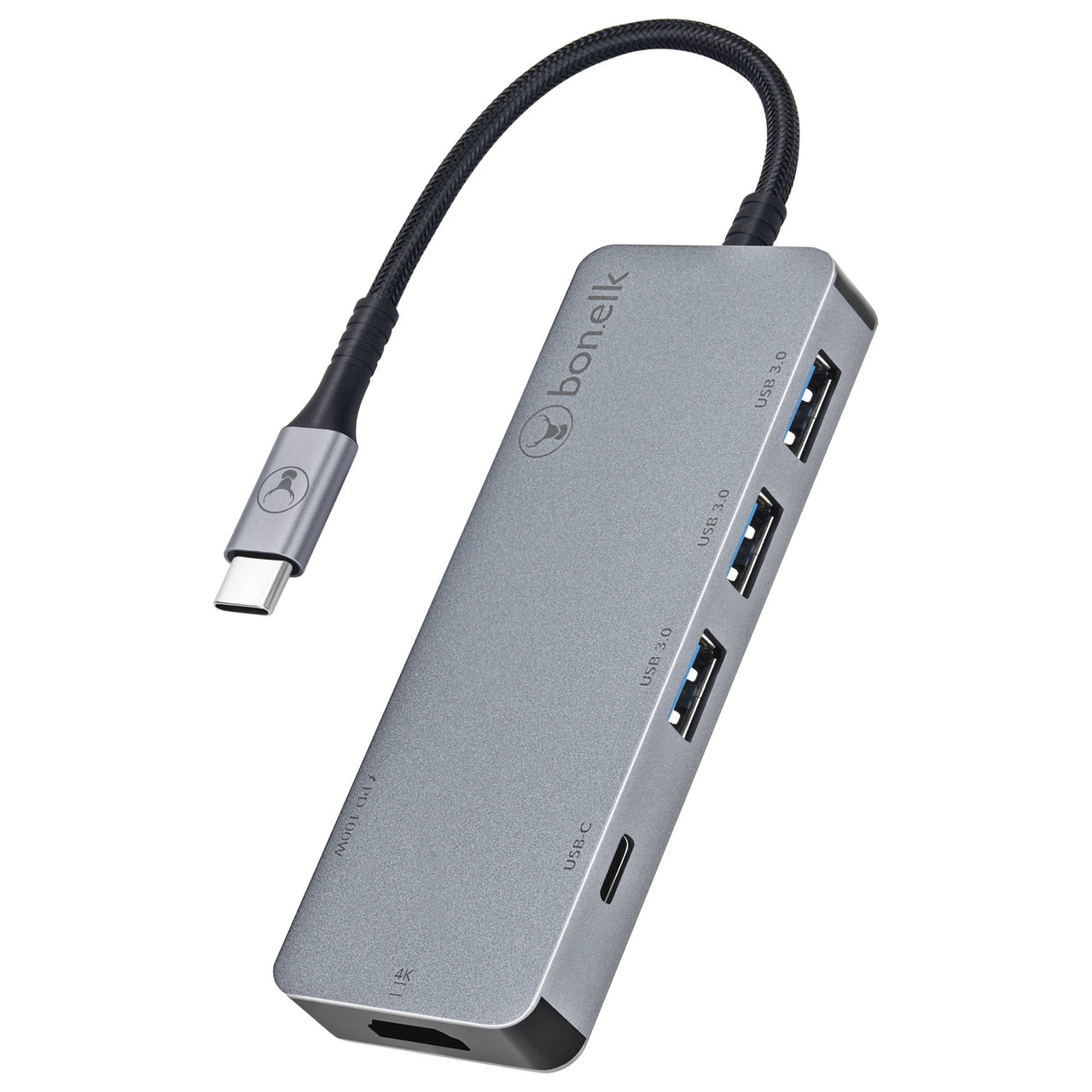 bonelk long-life usb-c to 6-in-1 multiport hub (space grey)